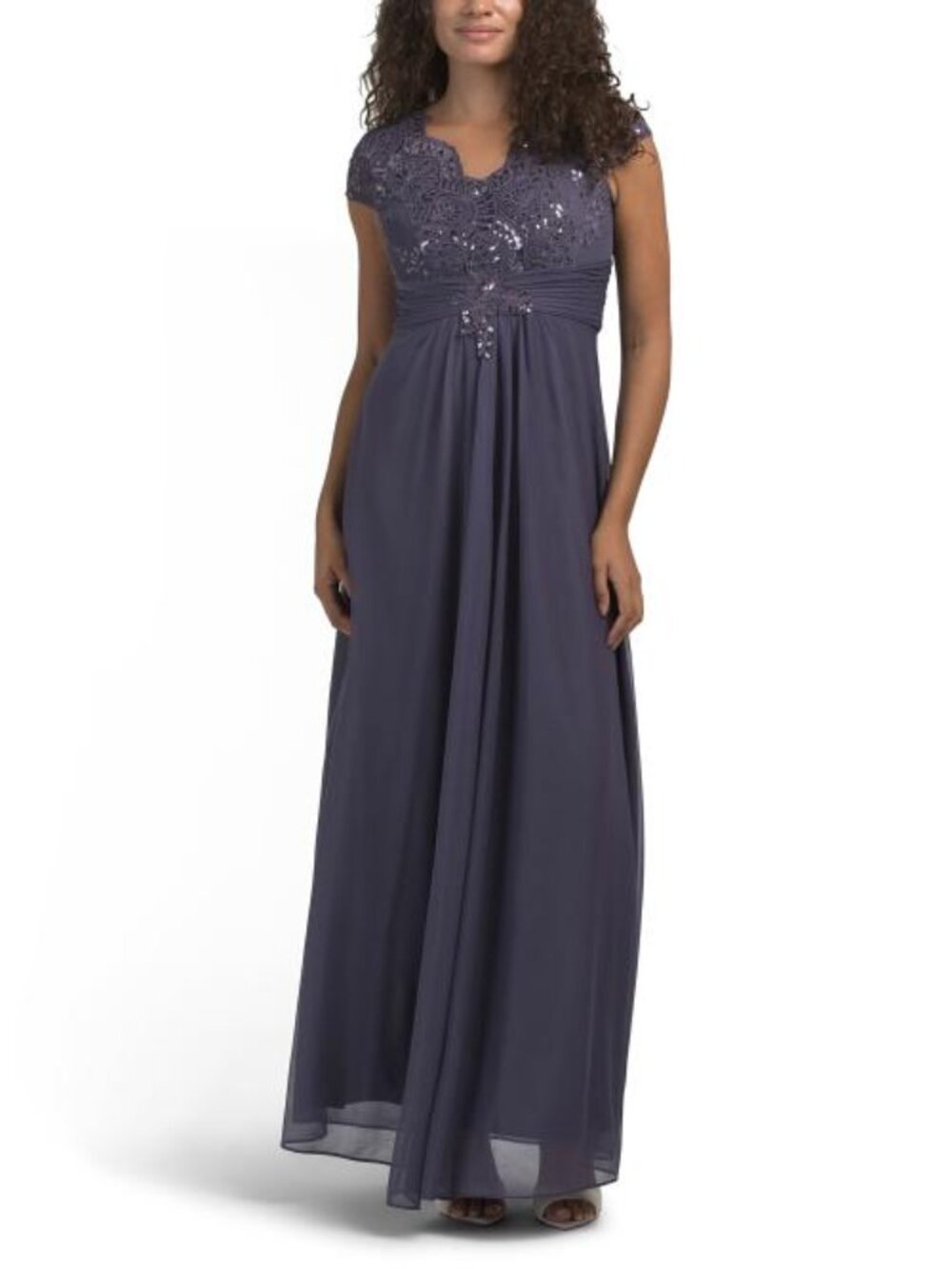 ALEX EVENINGS Surplice Neckline A-line Embroidered Dress